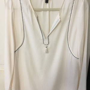 J. CREW: Cream Blouse w Cream/Black trim, sz 8